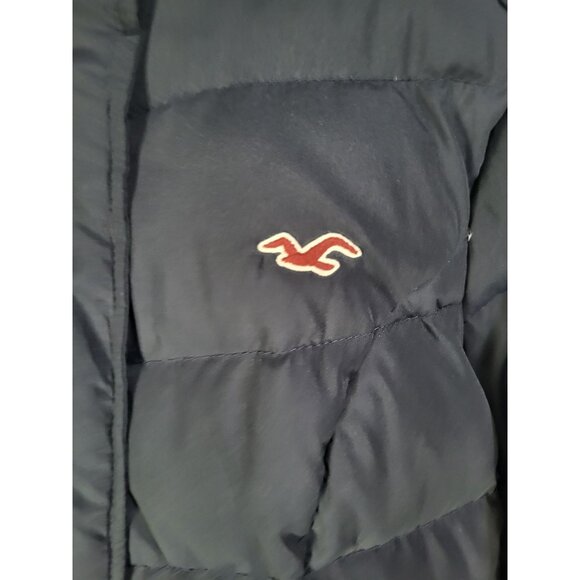Hollister Puffer Coat Full Zip Hooded Blue Young Women's M Y2K Down, Polyester - Picture 9 of 12